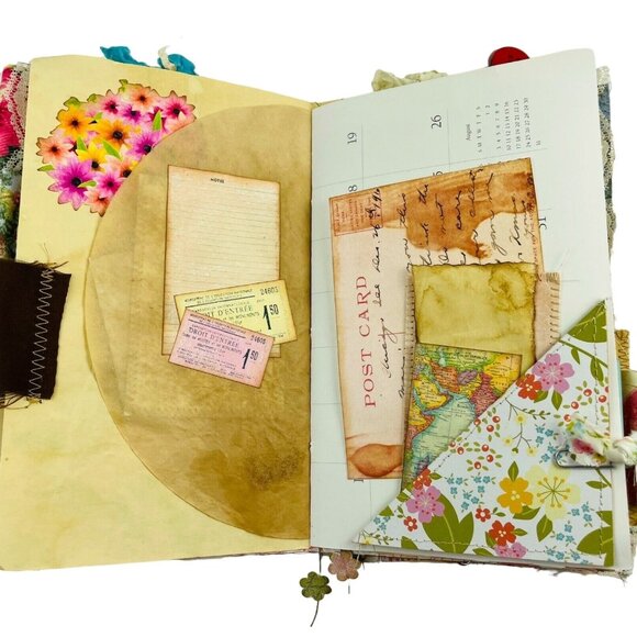 Handmade Junk Journal Blank 60 Pages Vintage Modern Mixed Pages Inc Ephemera u - Picture 11 of 11